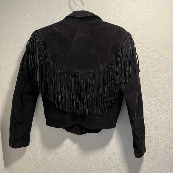 GENUINE LEATHER SUEDE FRINGE CROP JACKET - Picture 2 of 2